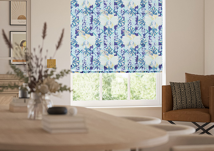 Faded Glamour, China Blue Stripe - Roman Blind - Image 5